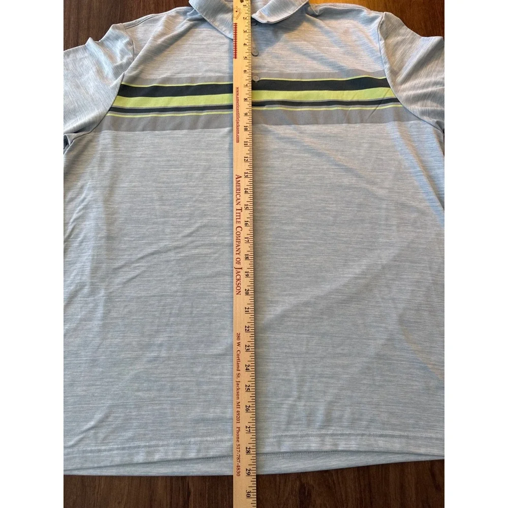 Adidas Golf‎ Polo Shirt Mens XL Light Blue Heathered Striped Short Sleeve Logo